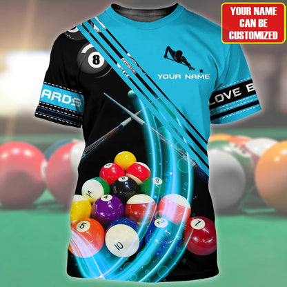 Personalized Billiard Shirt, 3D All Over Printed Colorful Tshirt For Billiard Player, Billiard Team Uniform TO0009