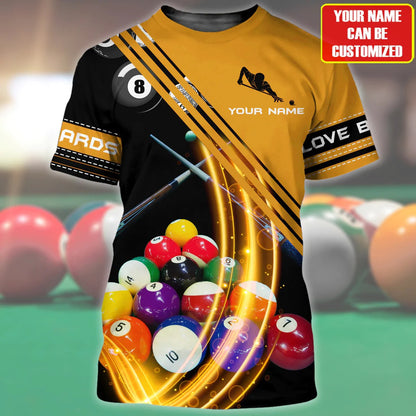 Personalized Billiard Shirt, 3D All Over Printed Colorful Tshirt For Billiard Player, Billiard Team Uniform TO0009