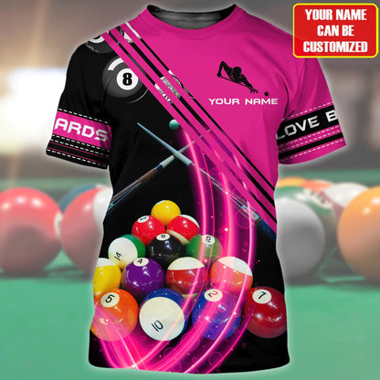 Personalized Billiard Shirt, 3D All Over Printed Colorful Tshirt For Billiard Player, Billiard Team Uniform TO0009