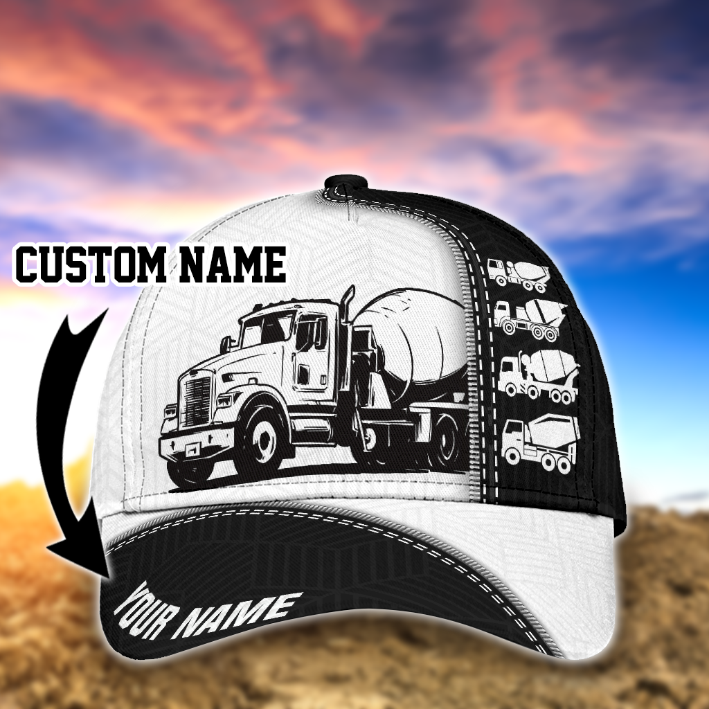 Personalized Heavy Equipment 3D Baseball Cap Hat, Concrete Pump Full Printed Classic Cap Hat, Excavator Cap Hat CA2543