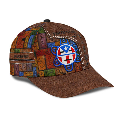 Customized Puerto Rico Cap Hat in Leather Pattern, Puerto Rico Gifts CO0583