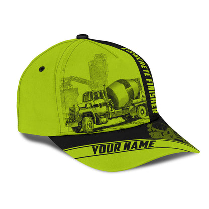 Custom Name Cap Hat Concrete Finisher Green Safety 3D Baseball Cap Hat For Man And Women, Gift To Concreter CO0466