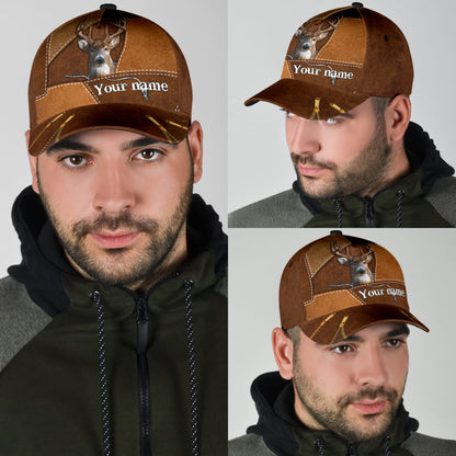 Personalized 3D Classic Cap Hat For Hunter, Baseball Deer Hunting Cap Hat For Grandpa Dad CO0642