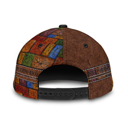 Customized Puerto Rico Cap Hat in Leather Pattern, Puerto Rico Gifts CO0583