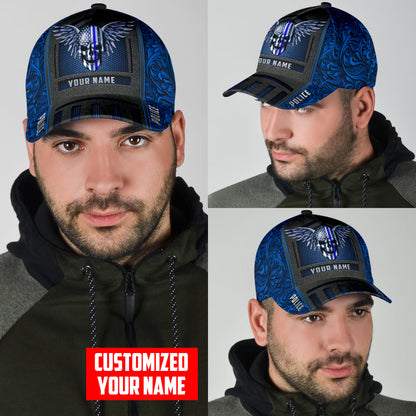 Customized Name Police Skull Classic Cap Blue Skull Baseball Cap Hat CO0644