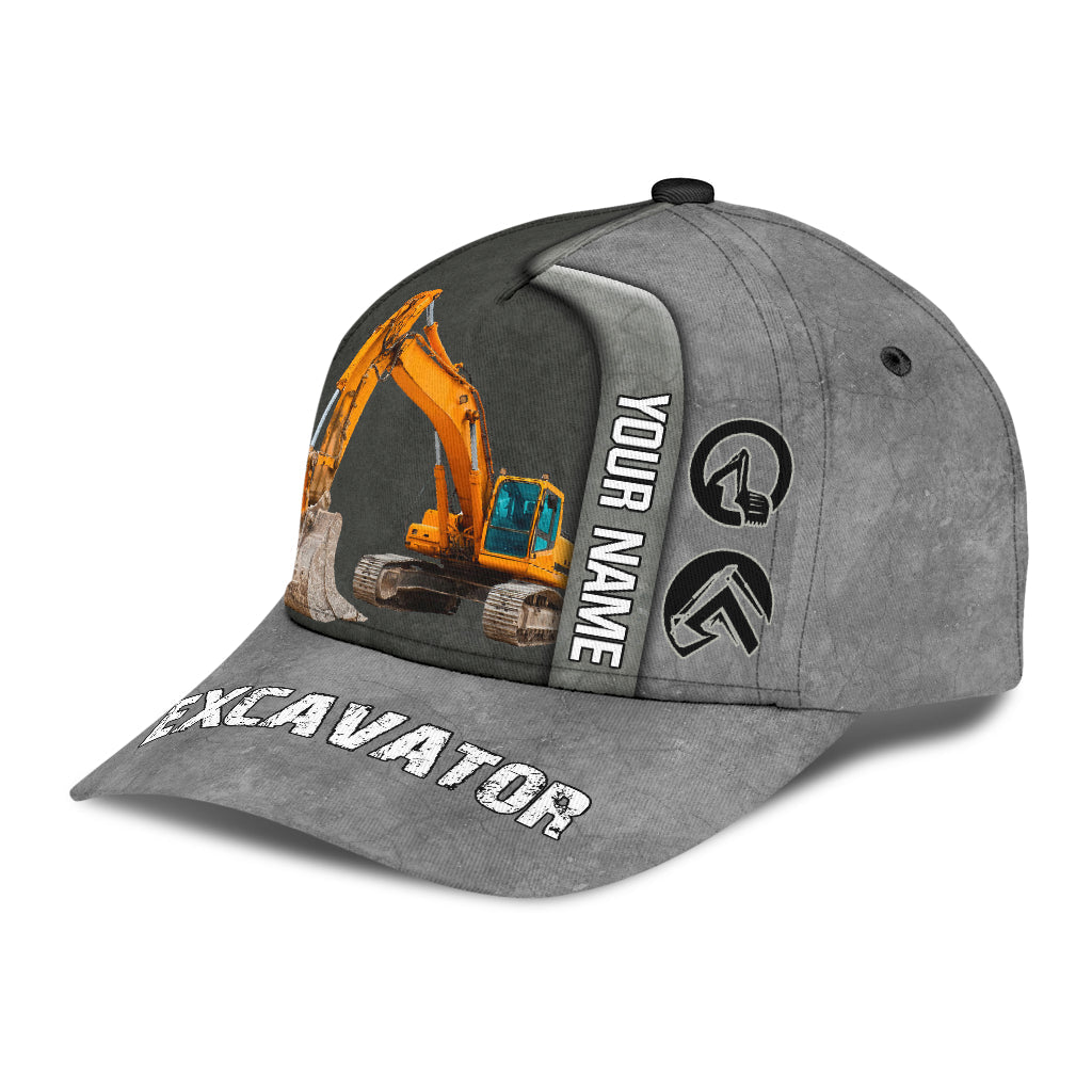 Customized Excavator Heavy Equipment Classic Cap Hat For Woker, Excavator 3D Baseball Hat Cap CO0491