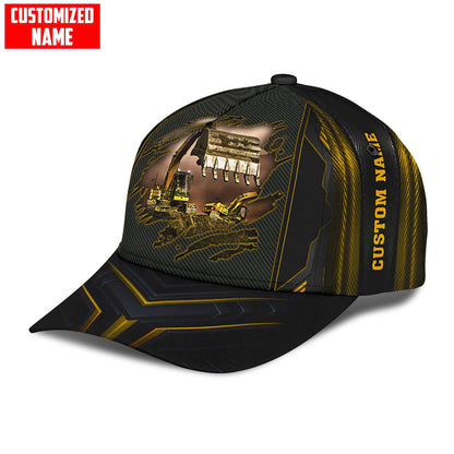 Personalized With Name Excavator 3D Full Printing Classic Cap Hat, Excavator Baseball Cap Hat CO0496