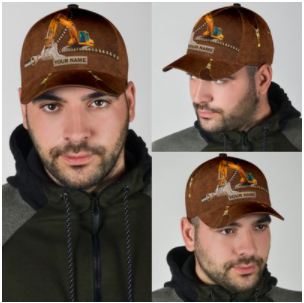 Custom With Name Classic Cap Hat For Excavator, Heavy Equipment 3D Cap Hat For Men CO0486