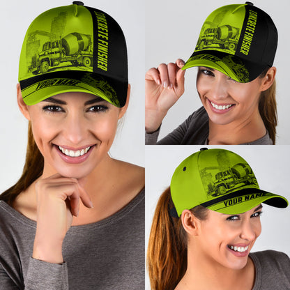 Custom Name Cap Hat Concrete Finisher Green Safety 3D Baseball Cap Hat For Man And Women, Gift To Concreter CO0466