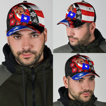 Customize Name Puerto Rico Coqui Maga Flower All Printed Classic Cap CO0152