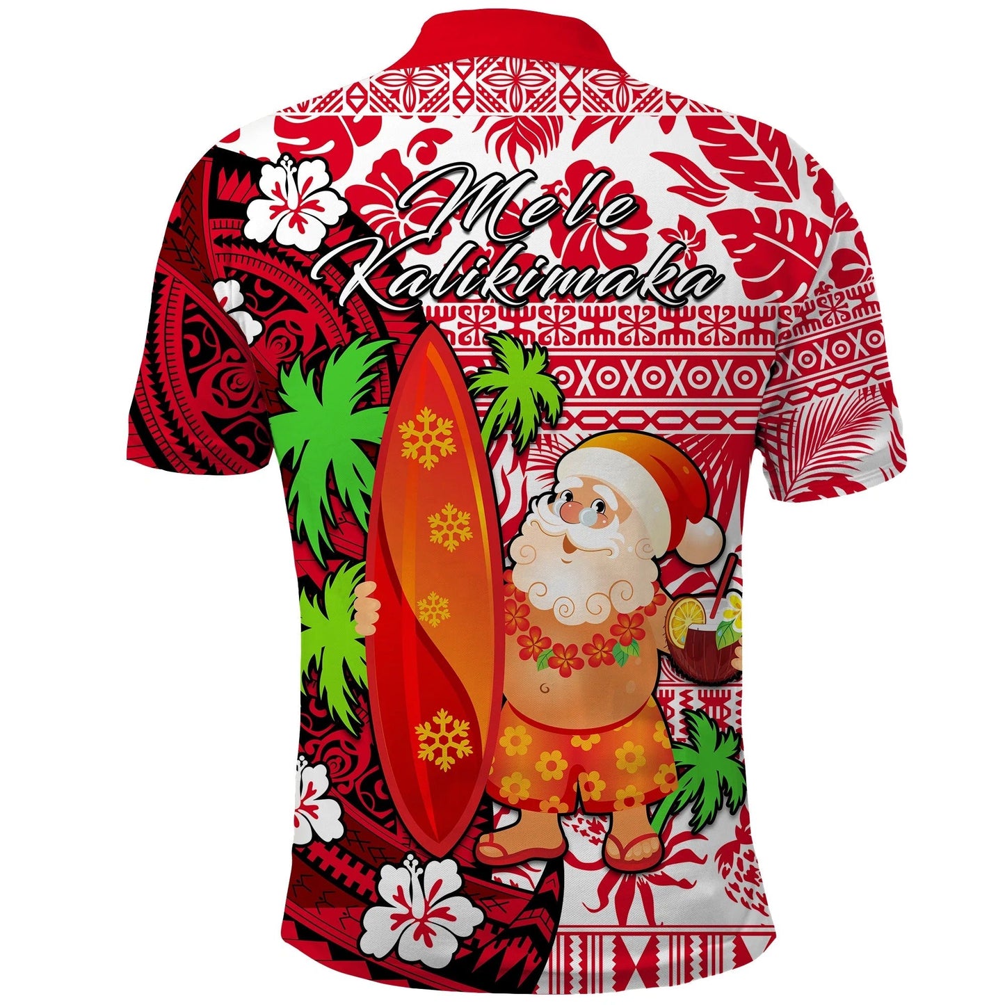 Mele Kalikimaka Polo Shirt Christmas Hawaii with Santa Claus, Christmas Polo Shirts For Men Women SO1426