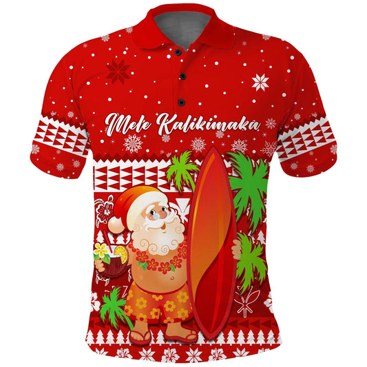 Custom Mele Kalikimaka Polo Shirt Santa Claus Hawaii Christmas Unique Men Women Polo Shirt SO1067