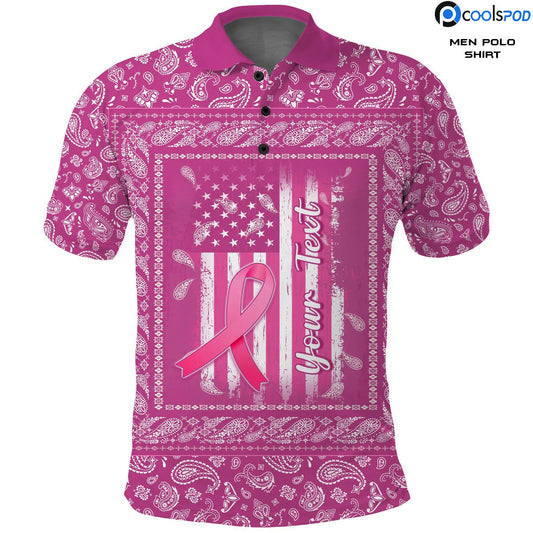 Custom Breast Cancer Men Polo Shirt Pink Paisley Pattern In October We Wear PINK SO0819