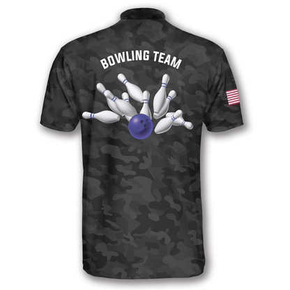 Patriots Black Camo Custom Bowling Jerseys for Men, Bowling In My Heart Jersey Shirt SO0593