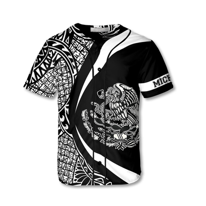 Athlete Mexico Tribal BW Custom Baseball Jersey, Mexico Baseball Jersey, Gift for Mexican SO0113