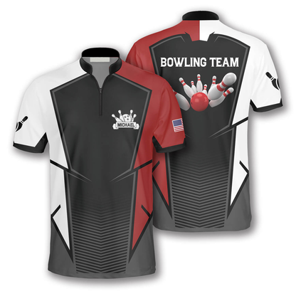 3D All Over Print Best Strike Custom Bowling Jerseys for Men, White and Red Bowling Shirt, Strike Bowling Shirt SO0752