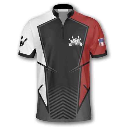 3D All Over Print Best Strike Custom Bowling Jerseys for Men, White and Red Bowling Shirt, Strike Bowling Shirt SO0752