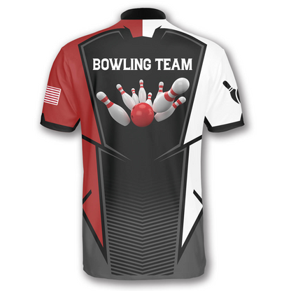 3D All Over Print Best Strike Custom Bowling Jerseys for Men, White and Red Bowling Shirt, Strike Bowling Shirt SO0752