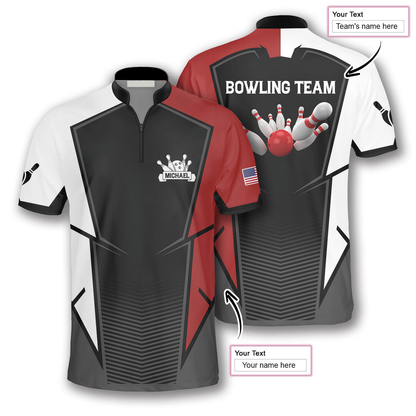 3D All Over Print Best Strike Custom Bowling Jerseys for Men, White and Red Bowling Shirt, Strike Bowling Shirt SO0752