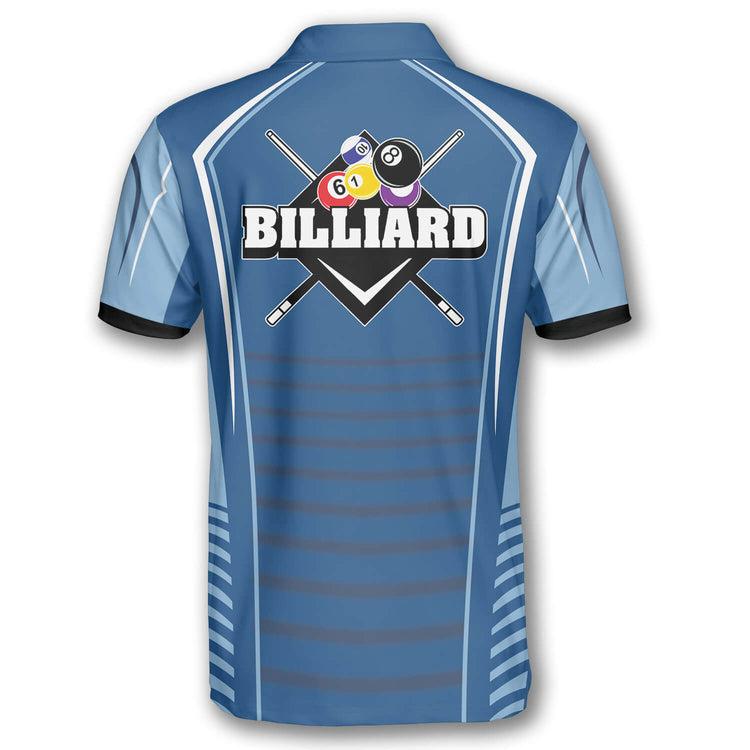 Billiard Sports Style Light Blue Custom Billiard Shirts for Men, Custom Billiard Shirts for Team, Men's Billiard Polo Shirts SO0637