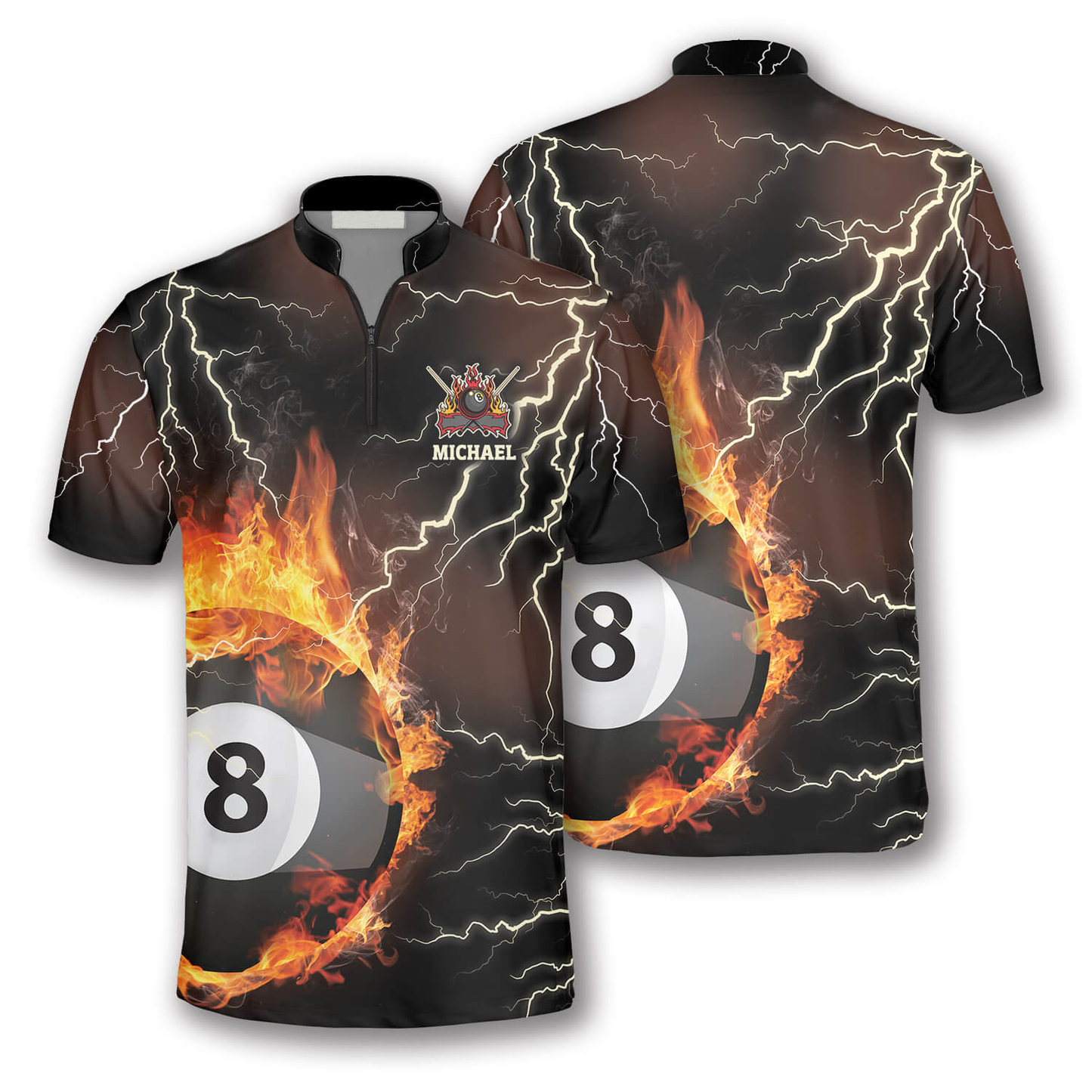 Fire Flame Lightning Custom Billiard Jerseys for Men, Perfect Gift for Billiard Player SO1370