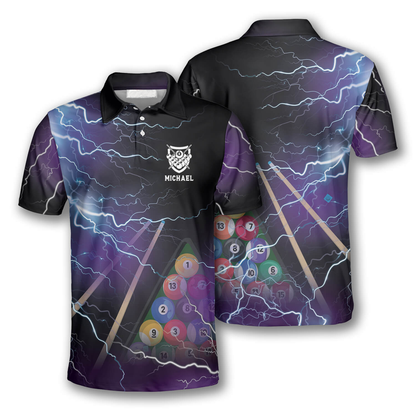 Billiard Pool Balls Thunder Lighting Custom Billiard Shirts for Men, Perfect Gift for Billiard Player SO1387