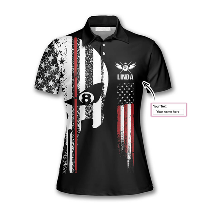 3D All Over Print Billiard Punisher Skull Flag Custom Billiard Polo Shirts for Women SO1385