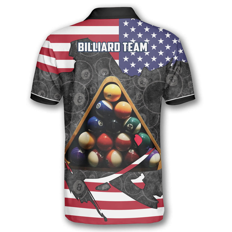 Patriotic Custom Billiard Shirts for Men, Custom Billiard Shirts for Team, Billiard Polo Shirts SO0575