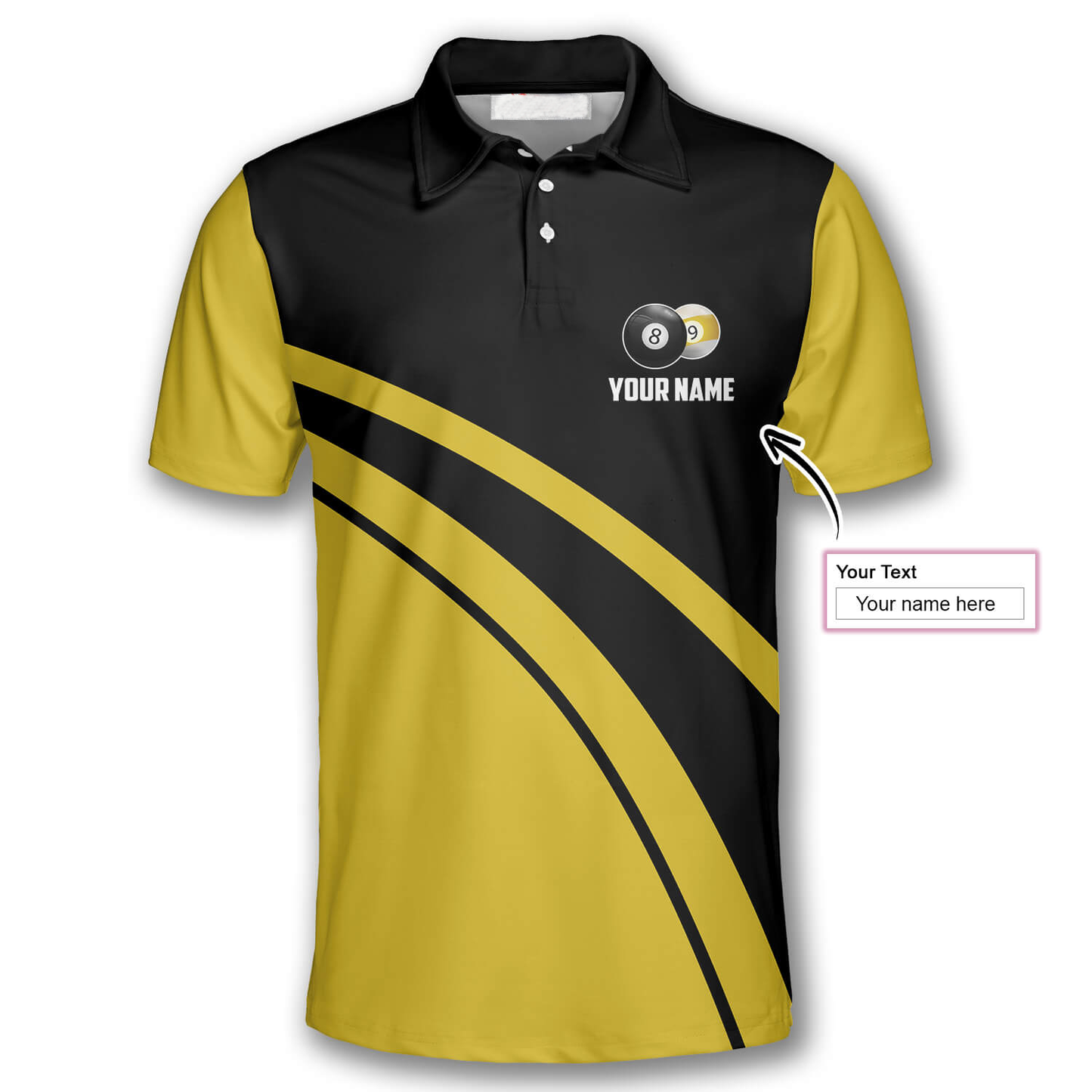 Billiard I'm Bipooler I Playing 8 and 9 Ball Yellow Black Custom Billiard Shirts for Men, Funny Billiard Shirt SO1383