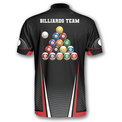 Personalized Name Team Name Billiard Balls Red Black Custom Billiard Jerseys for Men SO0539