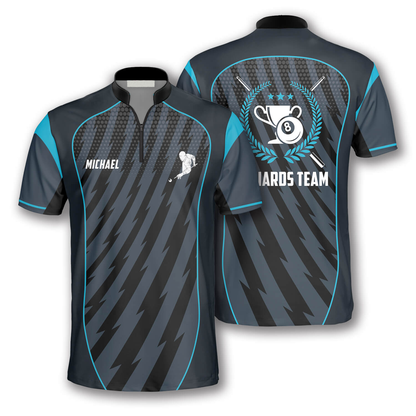 Blue Grey Sports Style Custom Billiard Jerseys for Men, Uniform for Team Billiard SO0754