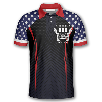 Bowling Eagle American Flag Custom Bowling Shirts for Men SO0592