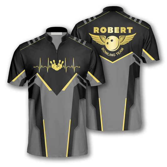 Bowling Heartbeat Pulse Line Custom Bowling Jerseys for Men, Uniform Shirt for Bowling Team, Bowling Shirt SO0569