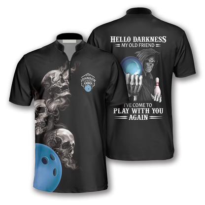 Hello Darkness My Old Friend Custom Bowling Jerseys for Men, Reaper Bowling Shirt, Skull Bowling Shirt SO0753