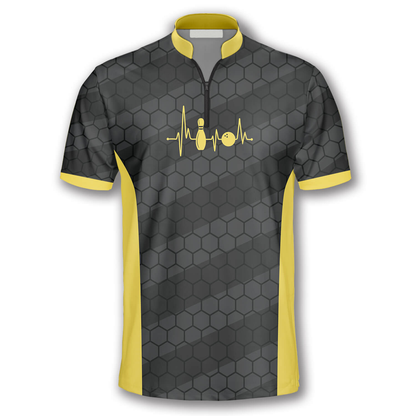 Personalized Name Bowling Heartbeat Honeycomb Pattern Custom Bowling Jerseys for Men SO0749