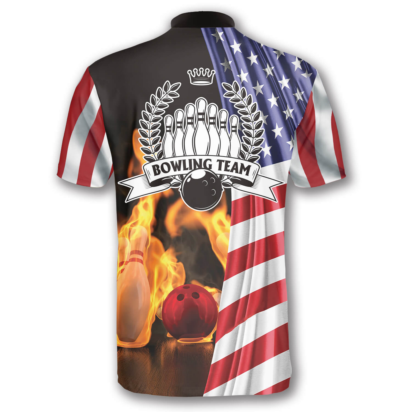 On Fire US Flag Custom Bowling Jerseys for Men, Flag American Bowling Shirt, Flag Shirt SO0881