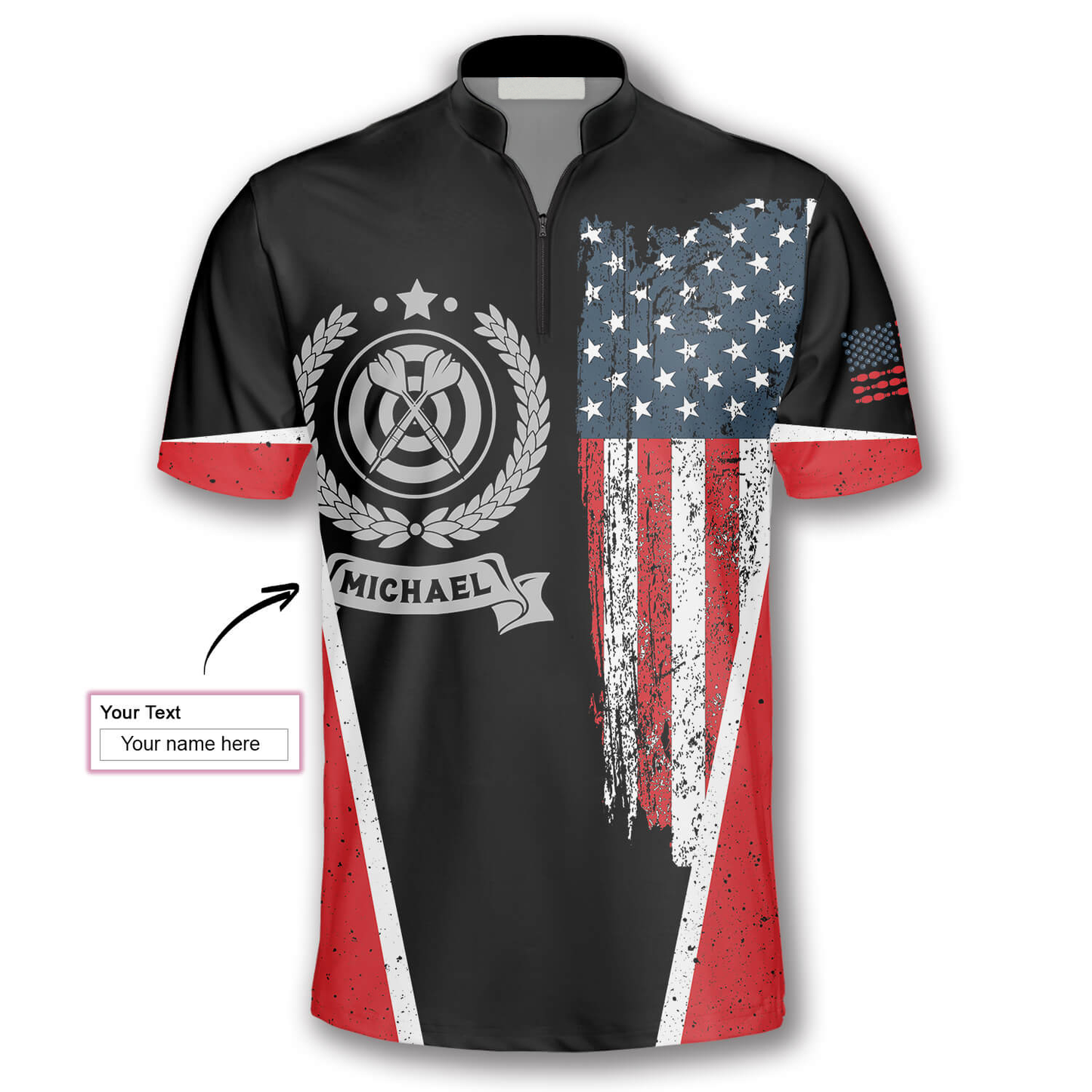 Vintage American Flag Emblem Custom Darts Jerseys for Men, Dart Flag Shirt, Uniform Dart Team SO1371