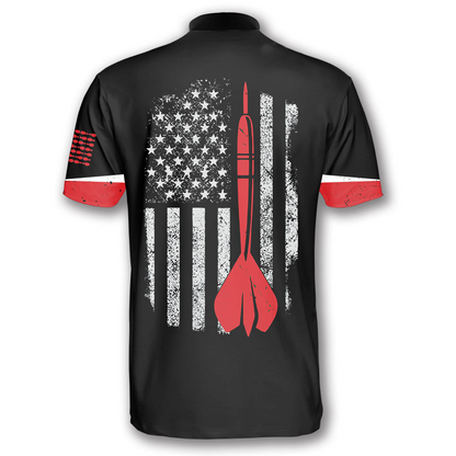 Vintage American Flag Emblem Custom Darts Jerseys for Men, Dart Flag Shirt, Uniform Dart Team SO1371