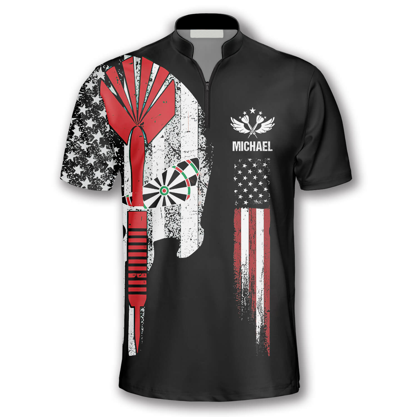 Punisher Skull Flag Custom Darts Jerseys for Men, Perfect Gift for Dart Player, Skull Dart Shirt SO0756