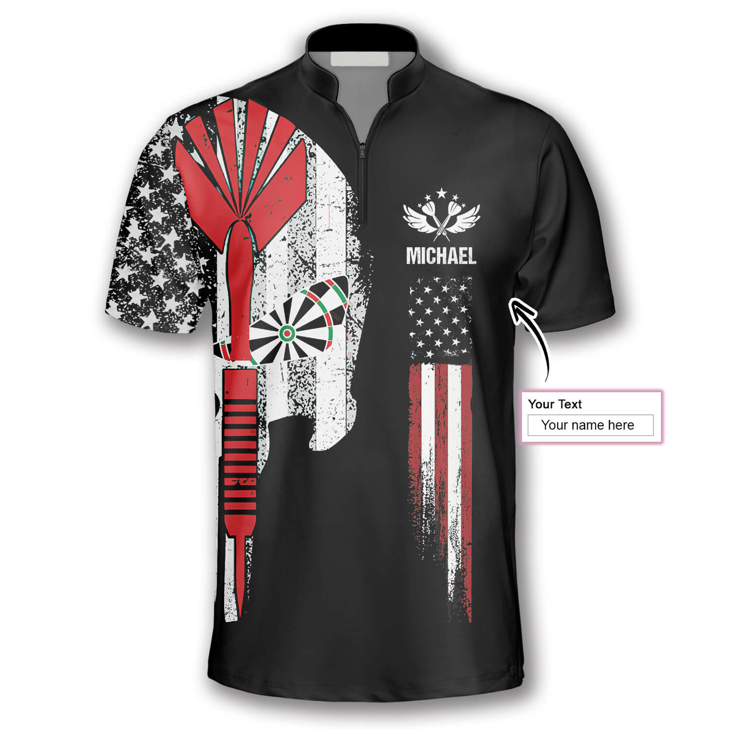 Punisher Skull Flag Custom Darts Jerseys for Men, Perfect Gift for Dart Player, Skull Dart Shirt SO0756