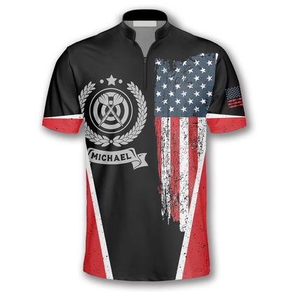 Vintage American Flag Emblem Custom Darts Jerseys for Men, Dart Flag Shirt, Uniform Dart Team SO1371