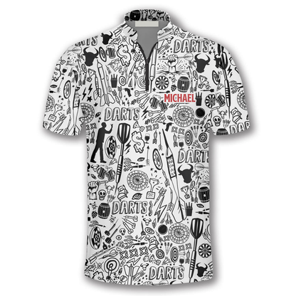 Personalized Doodle Pattern Custom Darts Jerseys for Men, Skull Dart Shirt SO0779