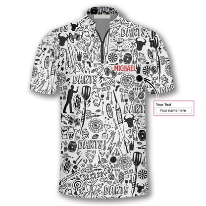 Personalized Doodle Pattern Custom Darts Jerseys for Men, Skull Dart Shirt SO0779