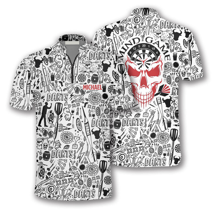 Personalized Doodle Pattern Custom Darts Jerseys for Men, Skull Dart Shirt SO0779