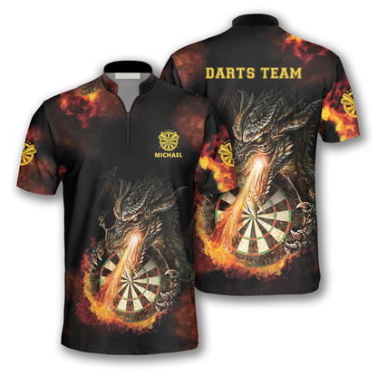 3D All Over Print Dragon Fire Custom Darts Jerseys for Men, Idea Gift for Dart Team, Dragon Dart Shirt SO0710