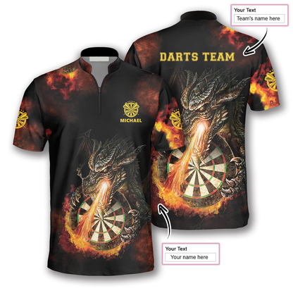 3D All Over Print Dragon Fire Custom Darts Jerseys for Men, Idea Gift for Dart Team, Dragon Dart Shirt SO0710