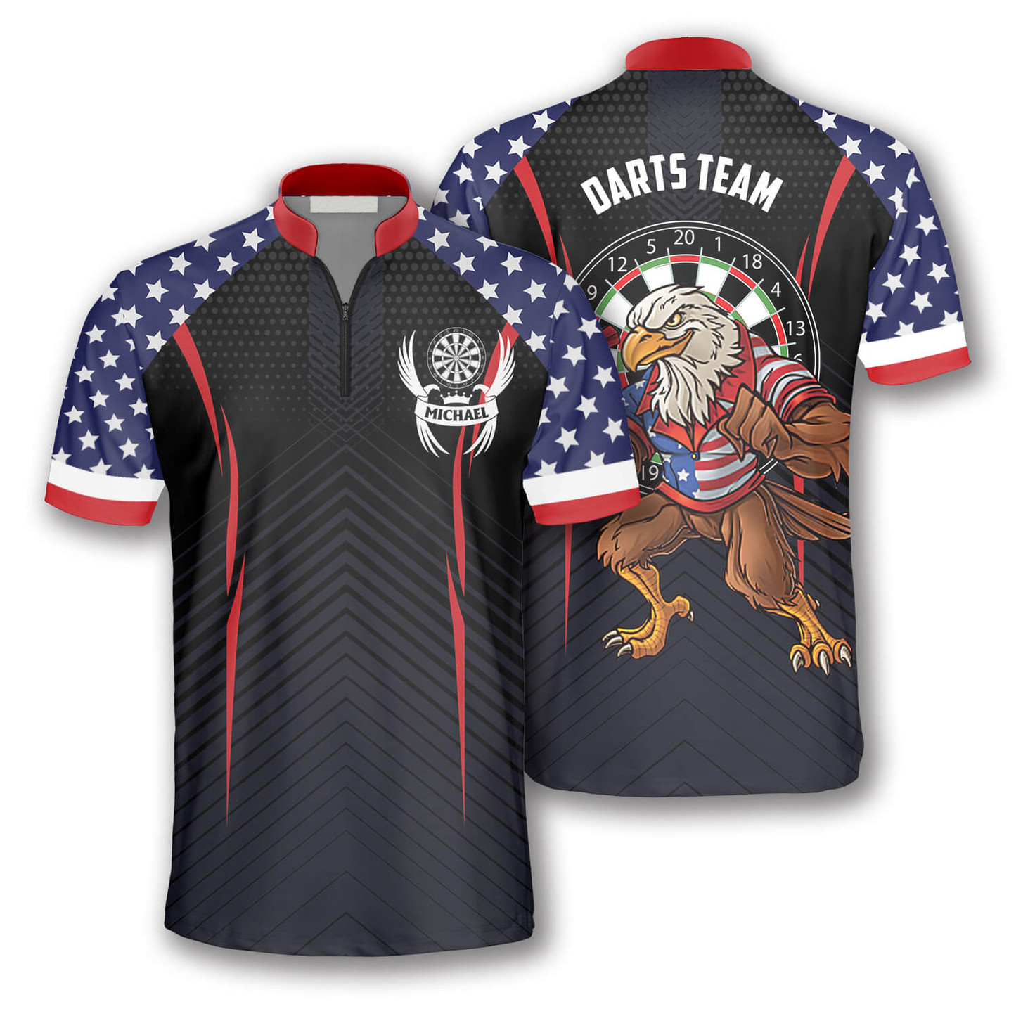 Eagle Flag Stars Pattern Custom Darts Jerseys for Men, Idea Gift for Dart Player, Flag Shirt SO0610