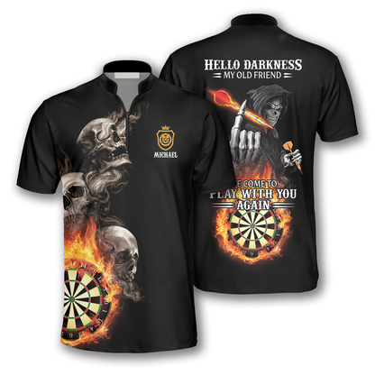 Hello Darkness My Old Friend Custom Darts Jerseys for Men, Dart Shirt, Skull Shirt SO0683