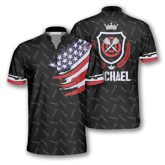 Dart Arrow Pattern American Flag Custom Darts Jerseys for Men, Dart Shirt, Flag Shirt SO0681