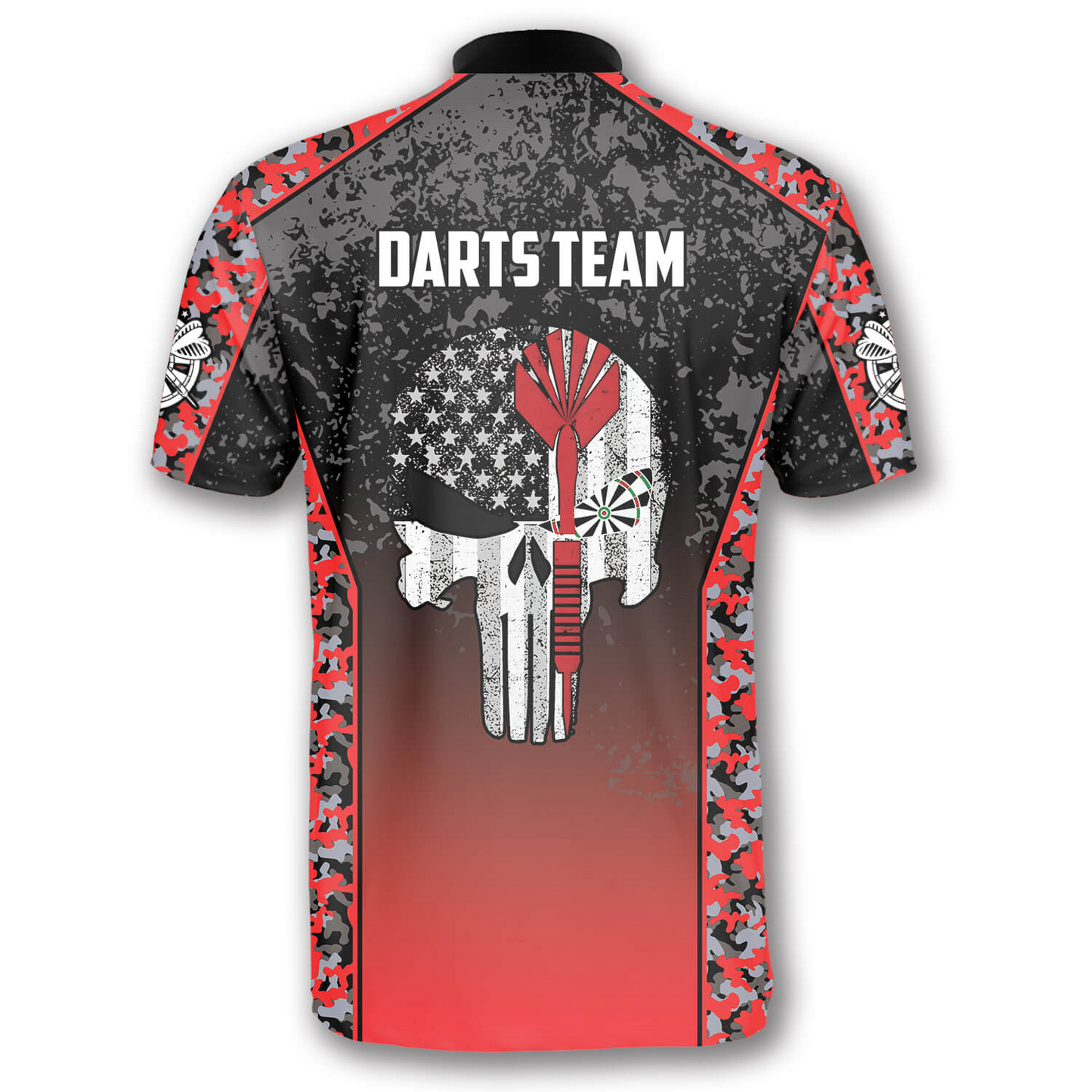 Skull Red Camouflage Custom Darts Jerseys for Men, Idea Gift for Dart Player, Skull Dart Shirt SO1377